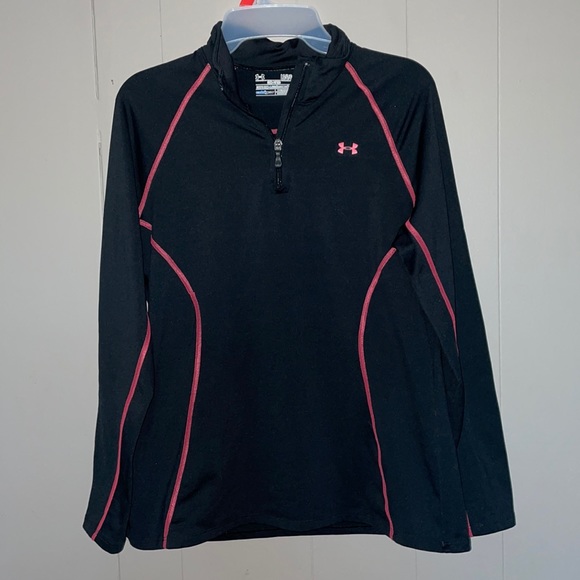Under Armour Tops - UNDER ARMOUR cold gear black/pink women’s Large 1/4 zip compression style shirt